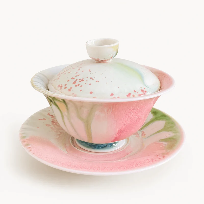 Cosmic Bloom – Jingdezhen Handgefertigte, grün glasierte Gaiwan