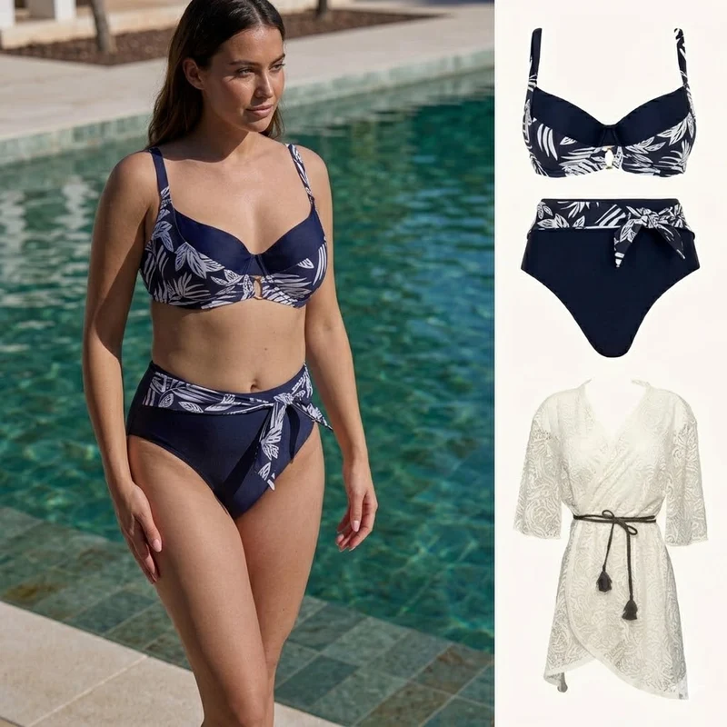 Maillot de bain deux pièces avec ceinture