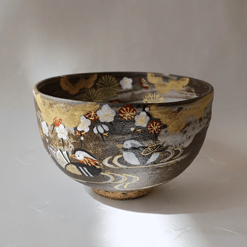 Handgefertigte „Oshidori“-Kyoyaki-Matchaschale