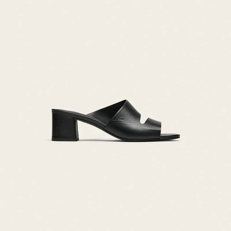 Mules en cuir femme avec talon carré élégant et confortable