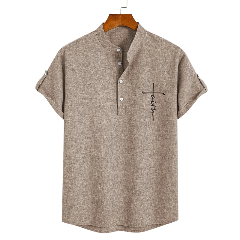Chemise élégante à manches courtes et col montant