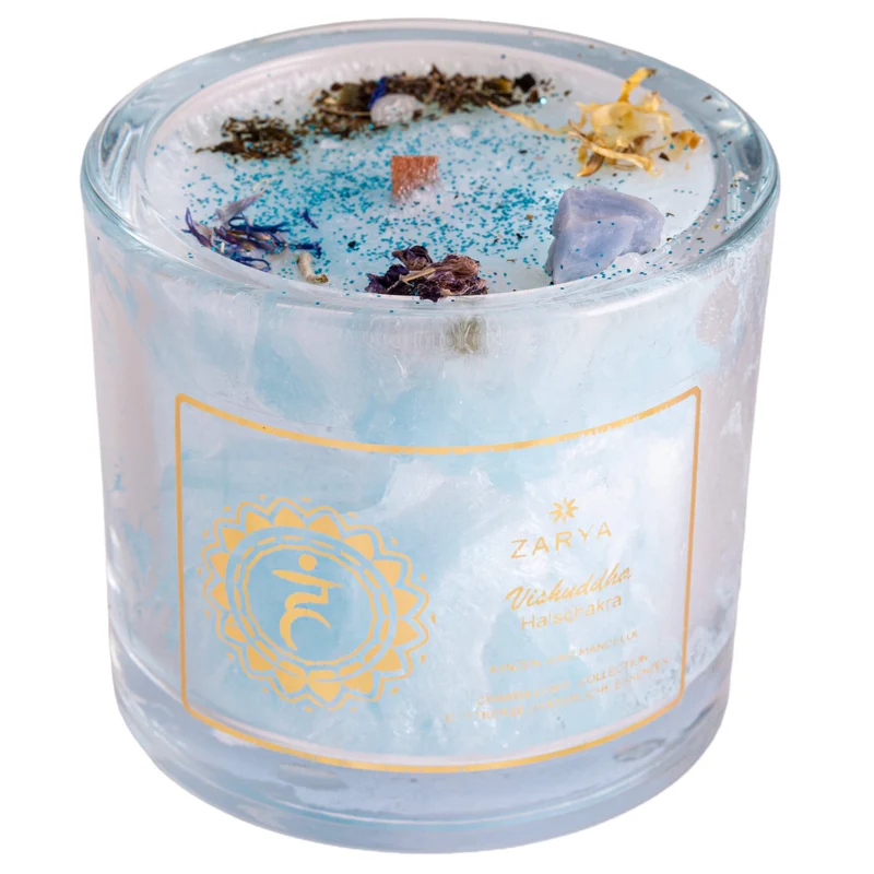 Chakra Kerze Halschakra, H: 9 cm, ø 10 cm