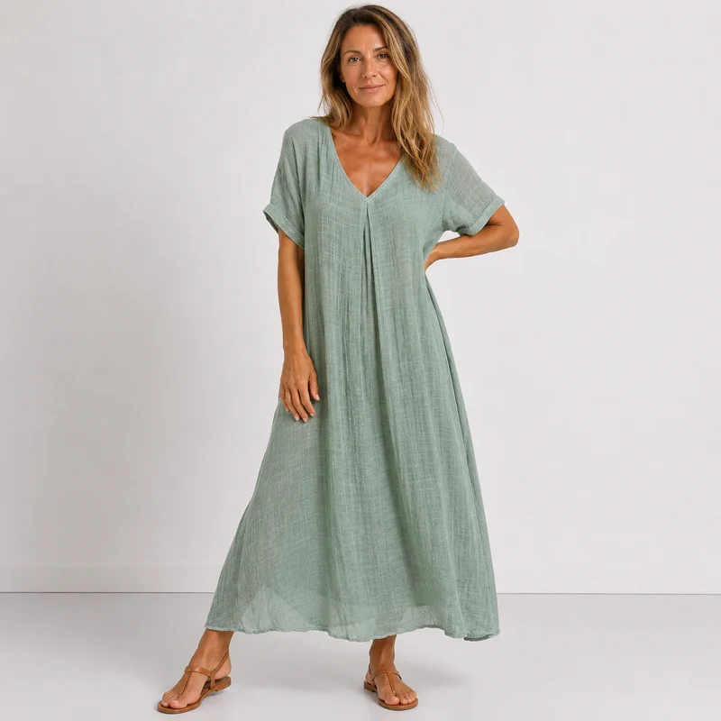 Robe longue fluide femme élégante et légère été