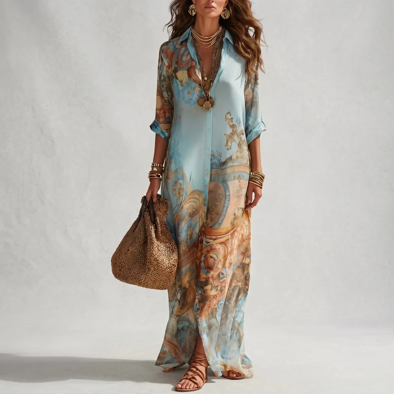 Robe longue fluide bohème d’été élégante
