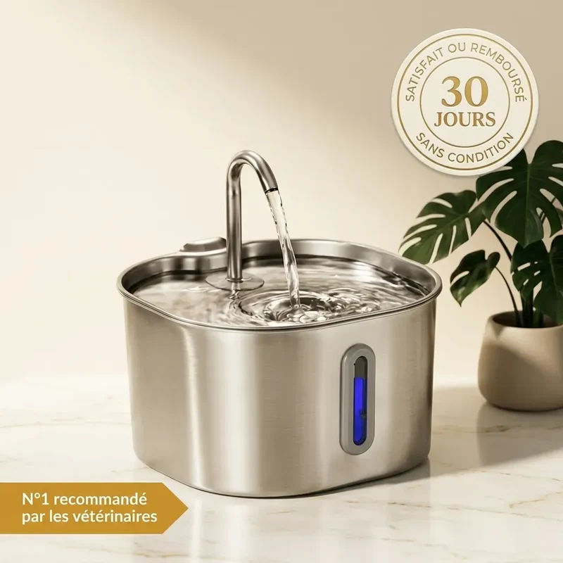 Fontaine à Eau pour Chat en Acier Inoxydable