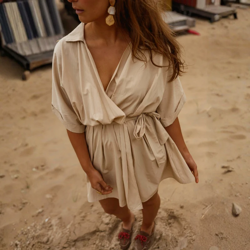 Robe Fluide Élégante Femme avec Ceinture Ajustable