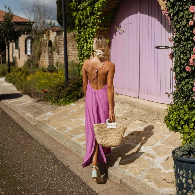 Robe longue fluide élégante femme