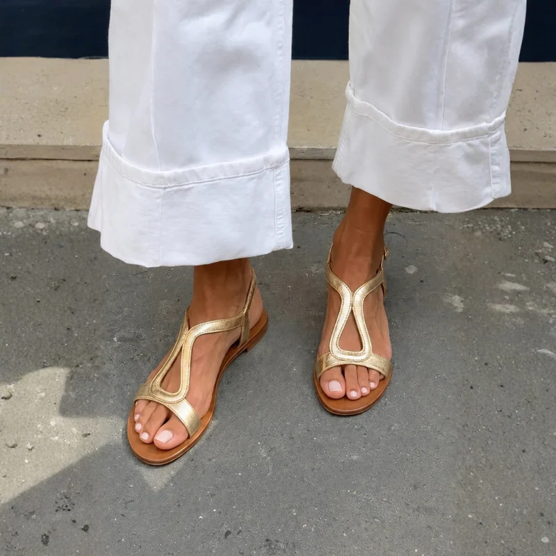 Sandales d’été dorées confortables femme