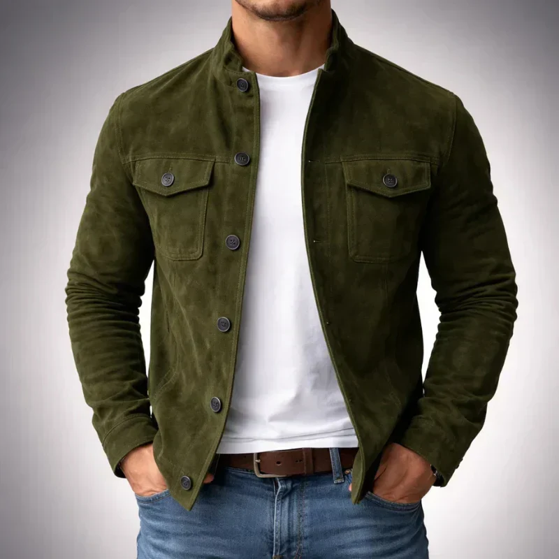 Veste en daim homme, boutonnière et élégante
