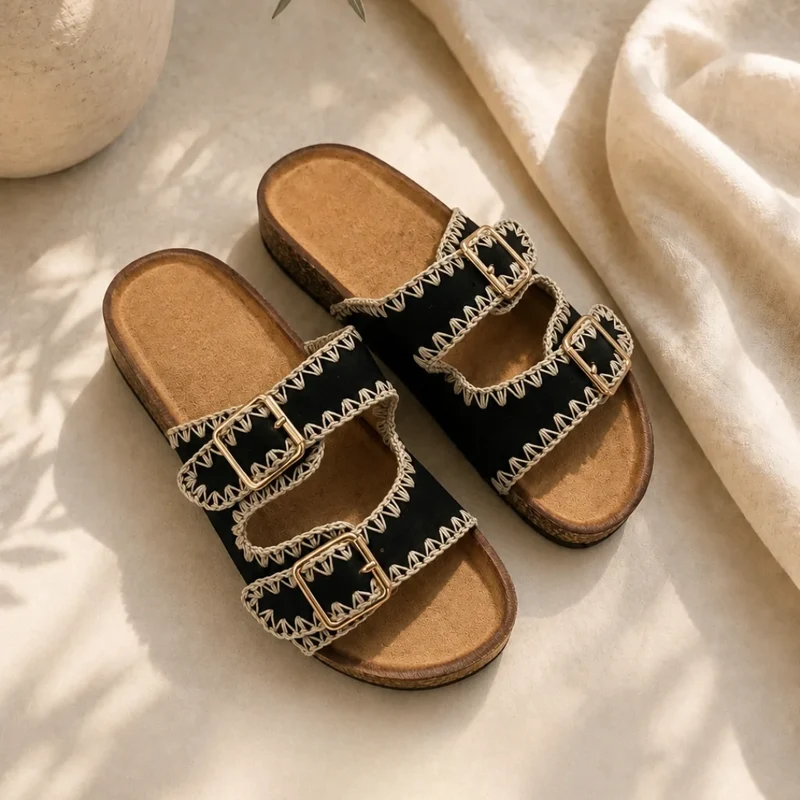 Sandales Élégantes Femme Confortables à Brides Décorées