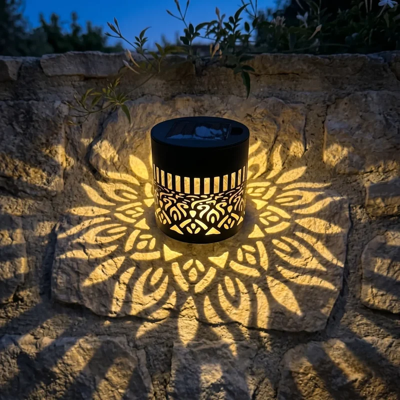 Lampe solaire extérieure décorative avec projection lumineuse élégante