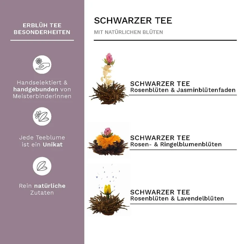 Erblühtee Schwarztee Sortiert - 3 Sorten