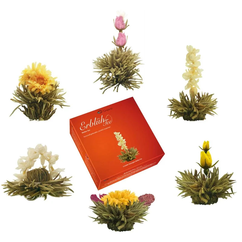 Creano Teeblumen 6er Mix Erblüh-Tee weiß in edler Geschenkbox