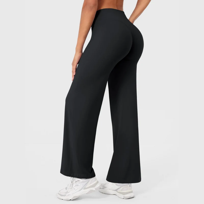 Pantalon Taille Haute Sculptant à Jambe Évasée