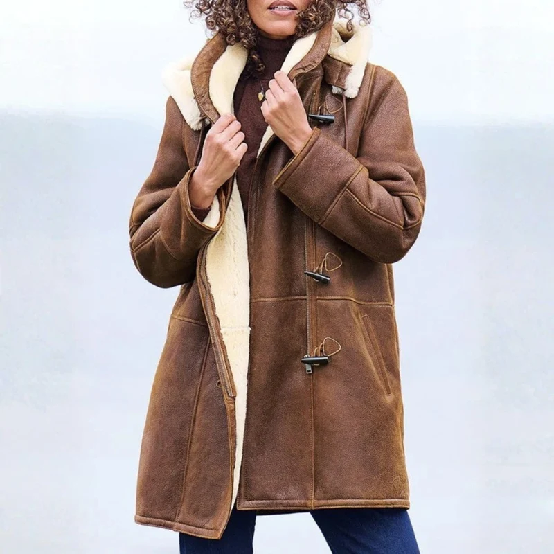 Manteau d’Hiver Long Doublé Chaud et Élégant