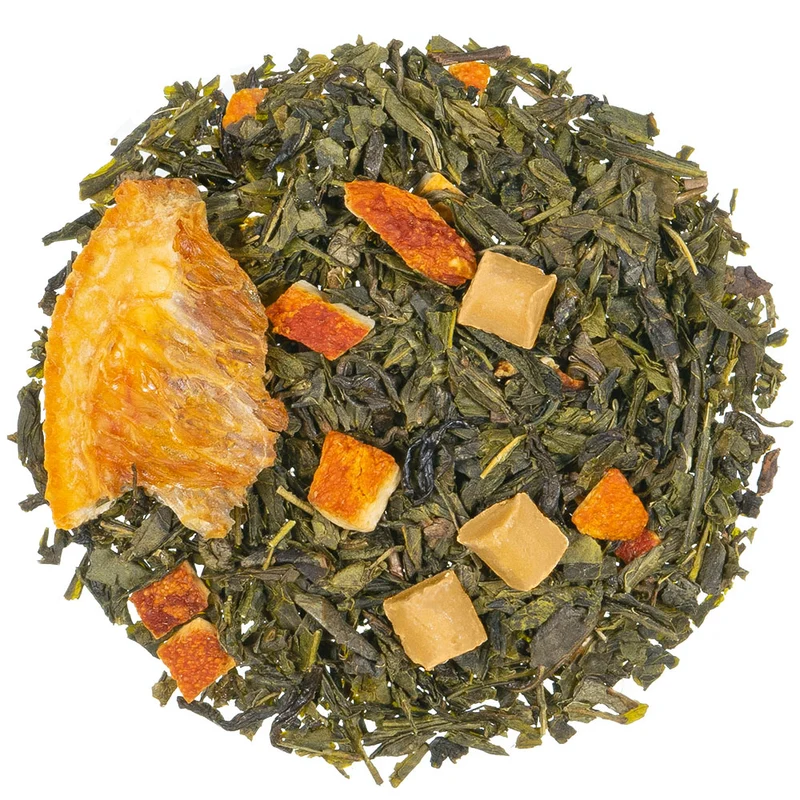 Orange Karamell auf Grüntee