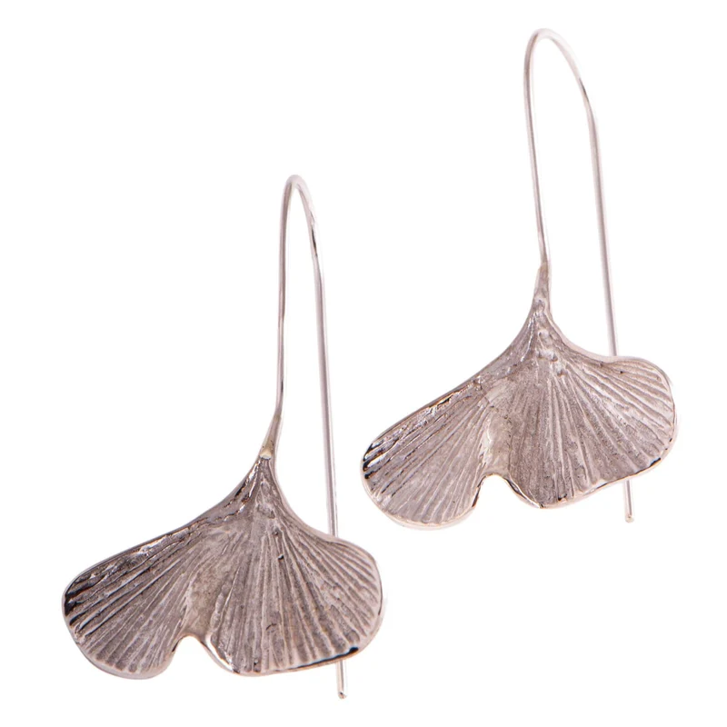 Ginkgo Blatt Ohrringe, 925 Sterling Silber