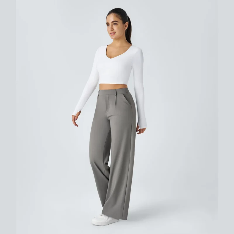 Pantalon large taille haute femme