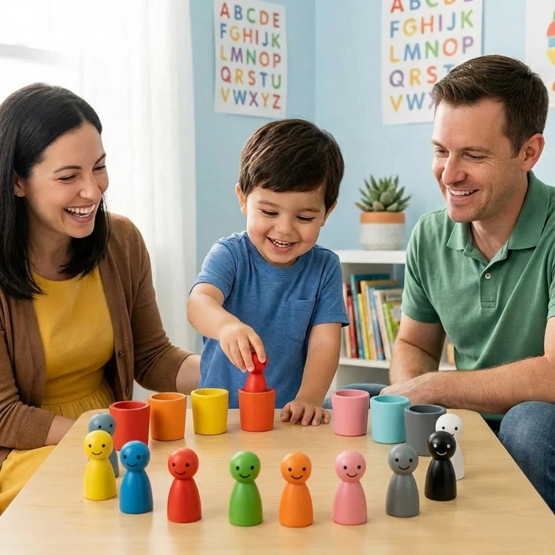 Jeu éducatif de tri des couleurs en bois pour enfants