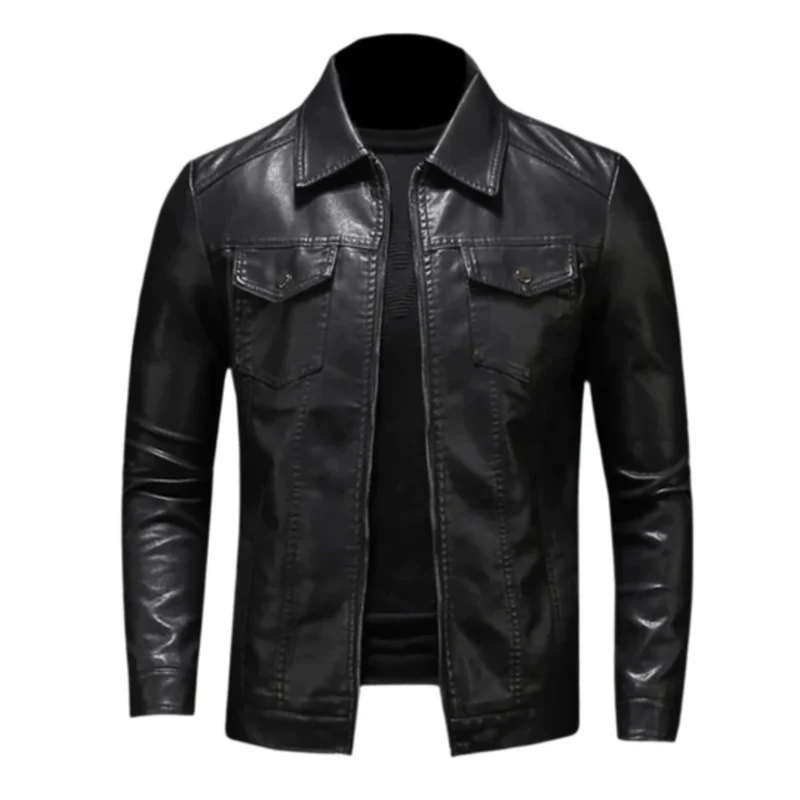 Veste en cuir ajustée homme