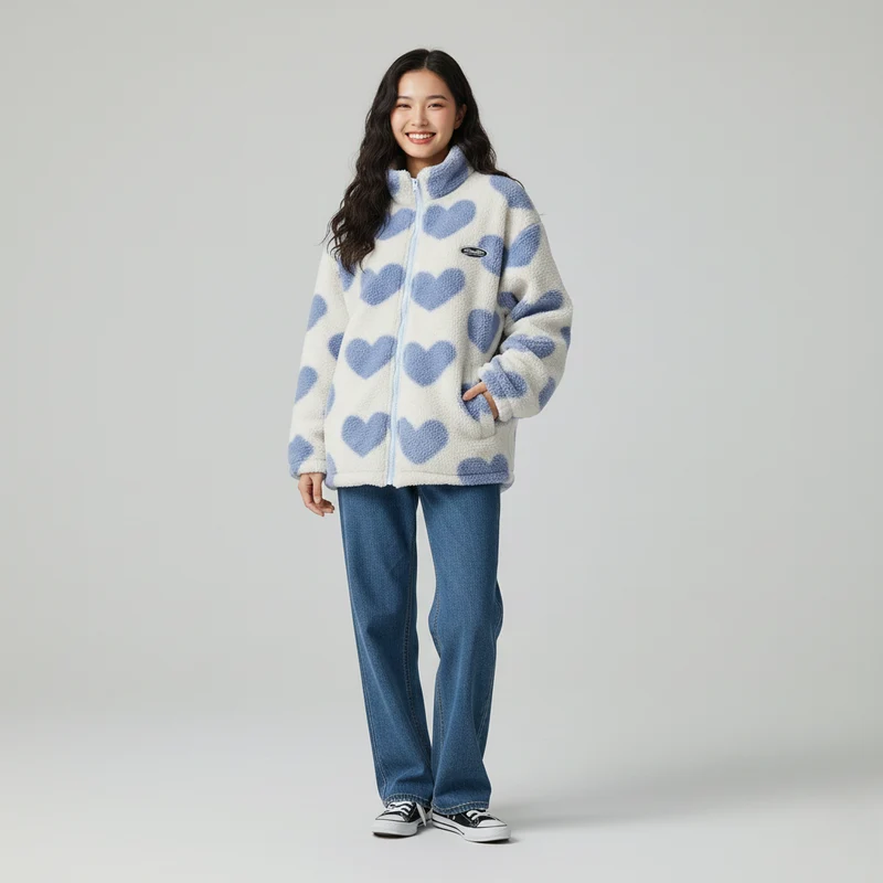 Veste réversible à motifs cœur