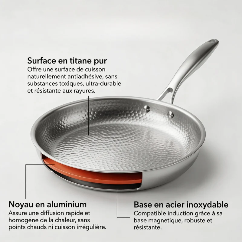 Poêle en Titane Antiadhésive