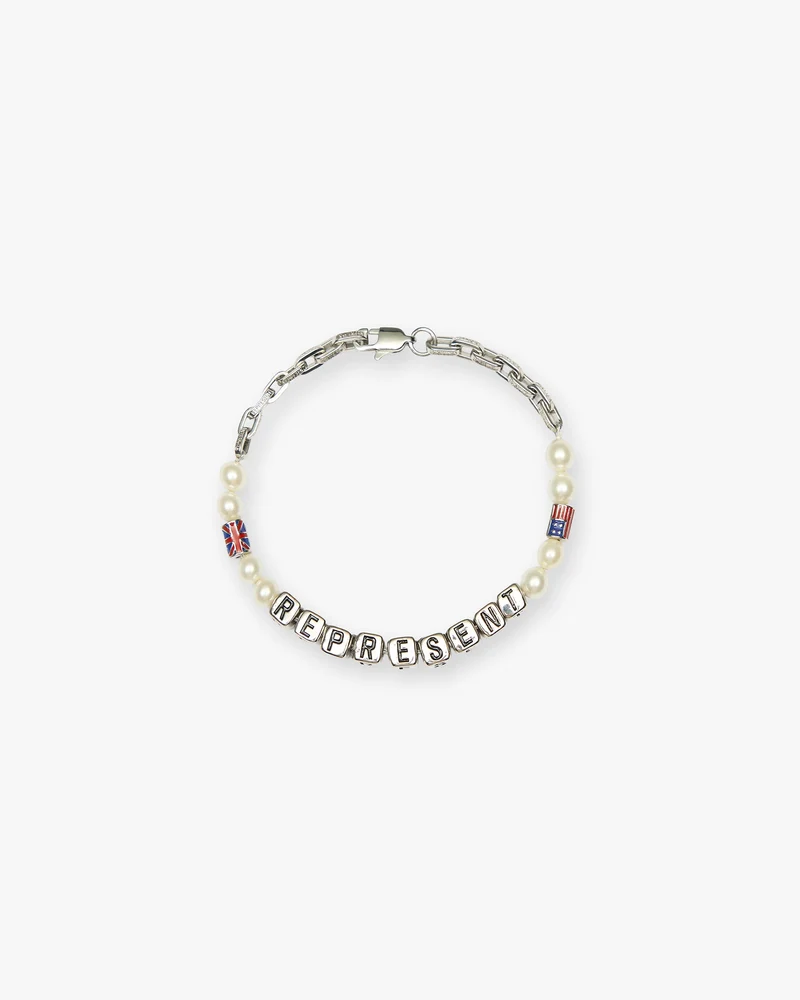 Beaded Represent Bracelet - Silver