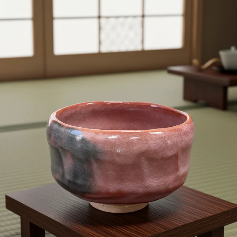 Aka Renga – japanische handgemachte Matcha-Schüssel Kyoyaki