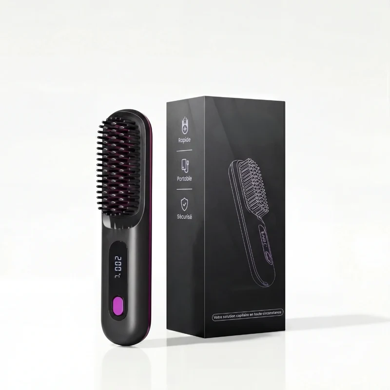 Brosse coiffante chauffante céramique cheveux courts