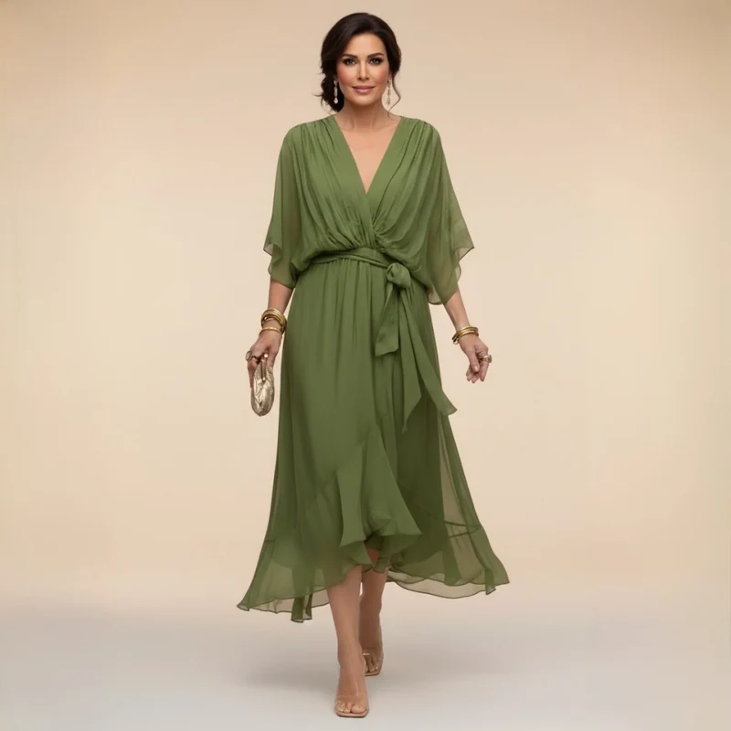 Robe en Mousseline à Col en V