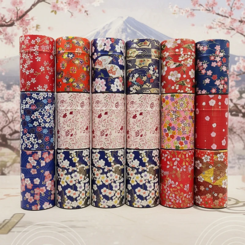 Japanische handgefertigte Chazutsu - Washi-Teedose aus Zinn (Mysteriöses Muster)