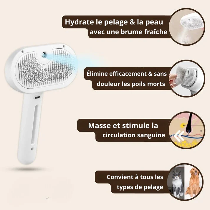 Brosse Vapeur Douce pour Chiens & Chats