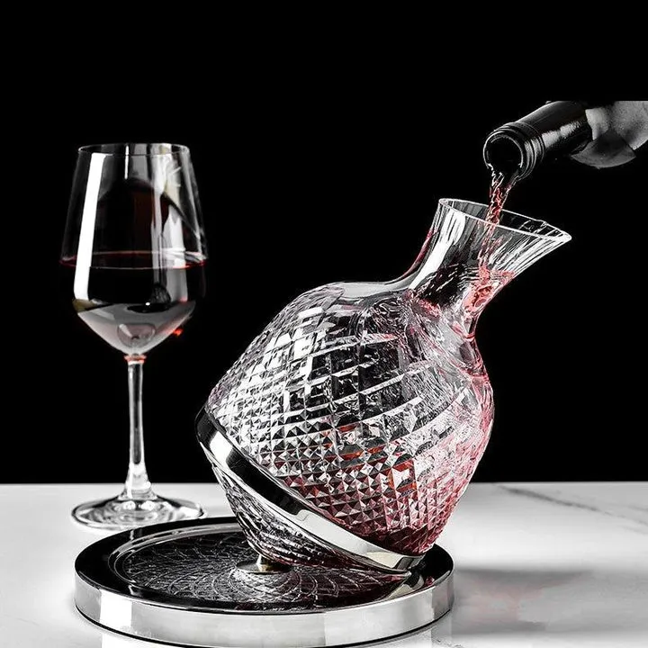 Décanteur à vin rotatif en cristal soufflé à la main 360°