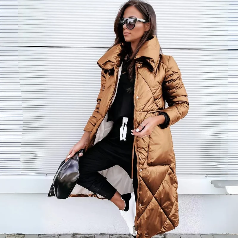 Veste longue matelassée élégante femme