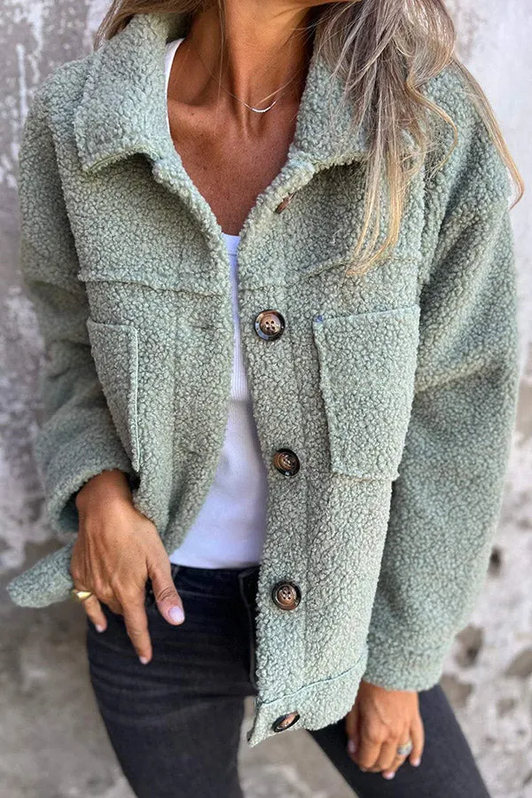 Madeleine - Veste Teddy Chaude avec Boutons Élégants