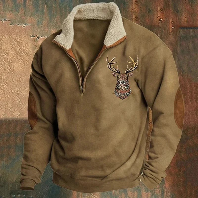 Veste en polaire broderie cerf