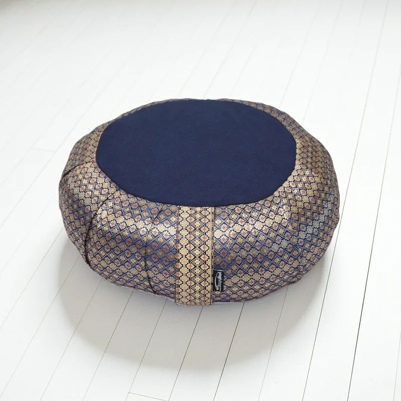 Meditationskissen rund pleated - golden mind - midnight blue