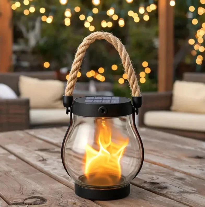 Lampe solaire à effet flamme