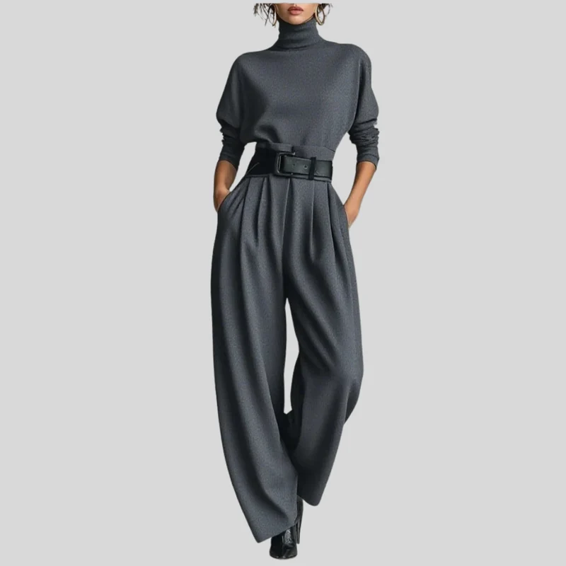 Ensemble col montant & pantalon ample