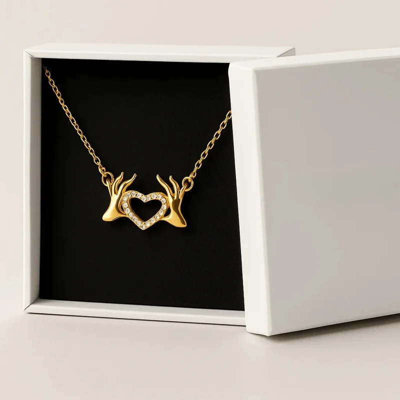 Collier Double Cœur Doré