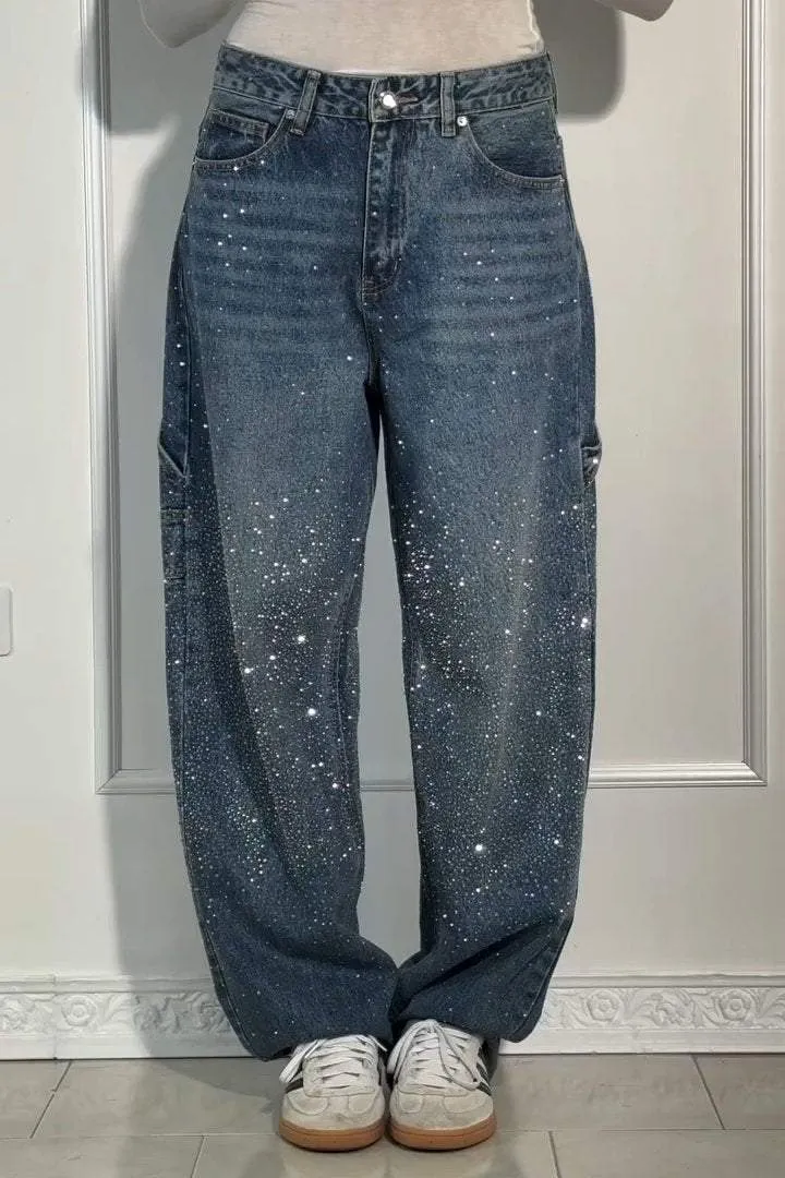 Jean ample pour femme avec strass