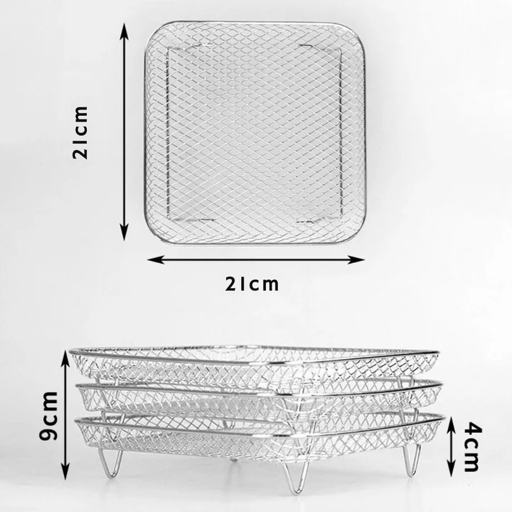 Lot de 3 paniers empilables compatibles Airfryer + 2 pinces