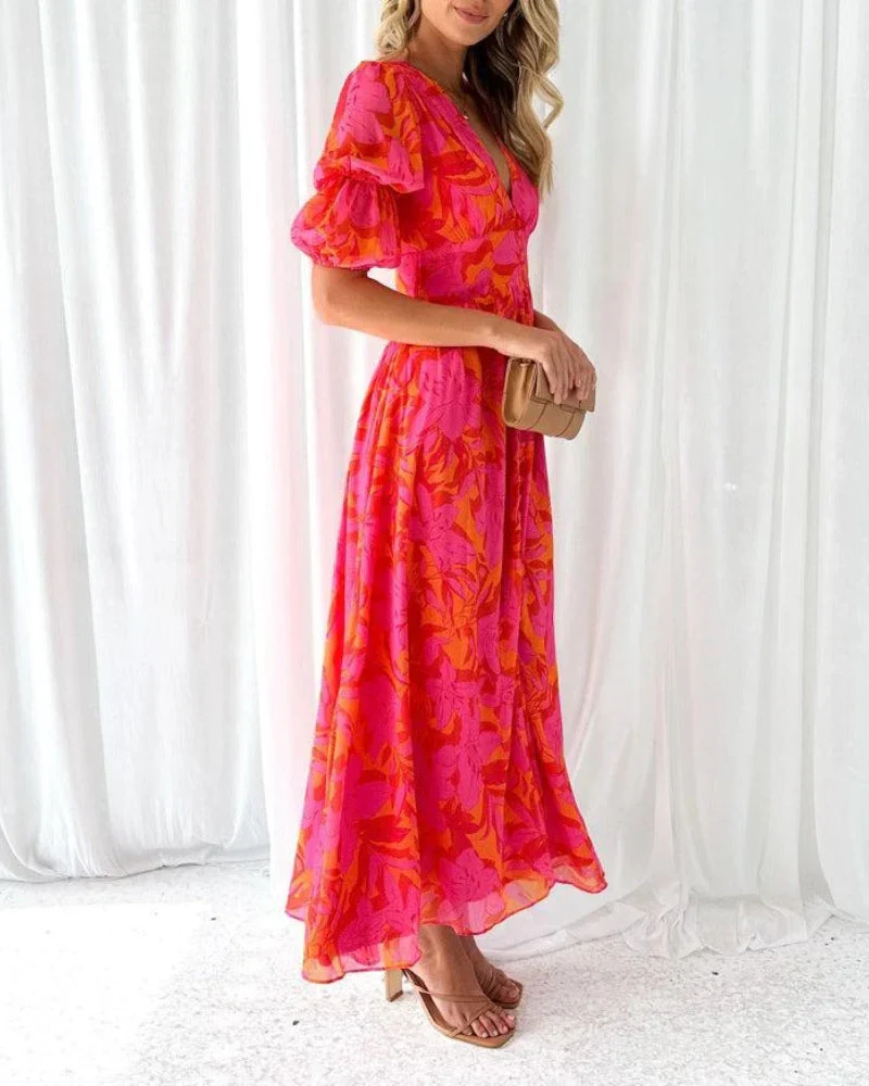 Derana - Robe longue rouge rose