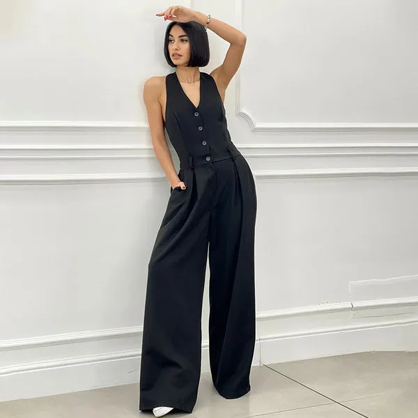 Salopette élégante à jambes larges – Confort et style réunis