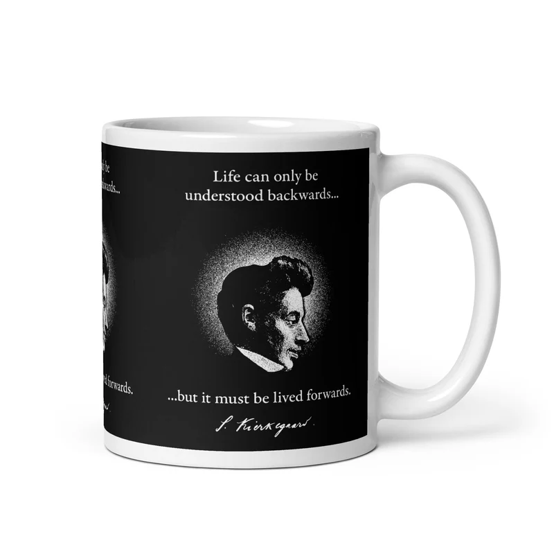Kierkegaard Quote - Life can only be understood backwards - Mug