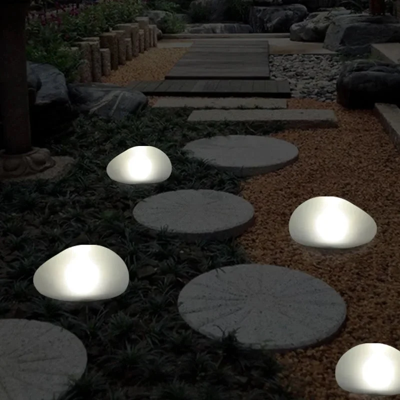 Lampe solaire de jardin Galet en verre dépoli