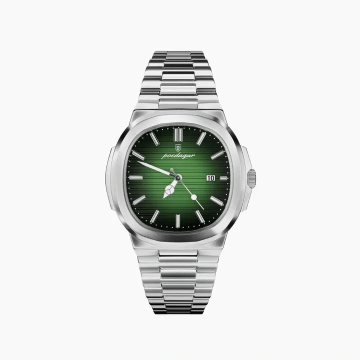 Montre-bracelet en acier inoxydable avec cadran vert – 41mm