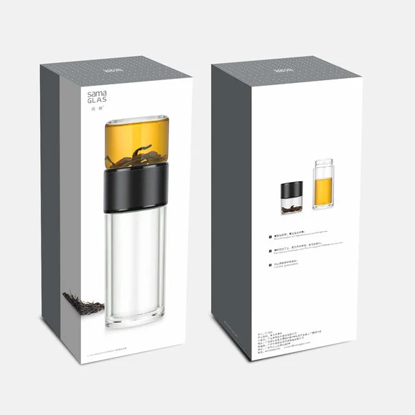Bouteille à thé transparente Nomad - Noir (238 ml)
