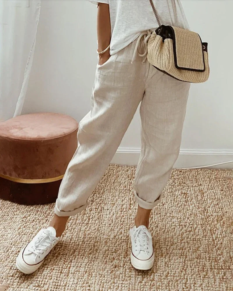 Pantalon en lin anti-transpiration décontracté & élégant