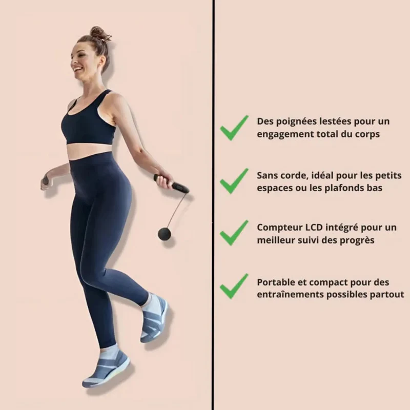 Corde à sauter sans fil avec compteur digital
